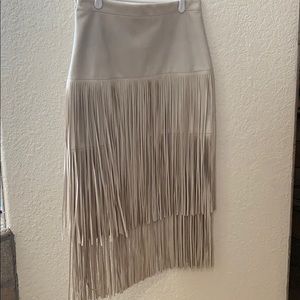 Suede fringe skirt